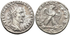 Seleucis and Pieria, Antioch. Trajan Decius. 249-251 AD. AR Tetradrachm (9.42g, 25mm). Struck 251 AD. Prieur 591