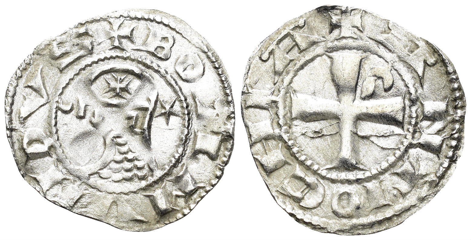 Crusaders, Antioch. Bohémond III. 1163-1201. BI Denier (0.85g, 18mm). Antioch mint. Struck circa 1163-88. Metcalf, Crusades 381-2