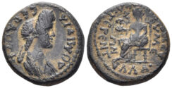 Phrygia, Eumeneia. Domitia. 81-96 AD. AE 16mm (2.73g). Kl. Terentulla, high priestess. RPC II 1388