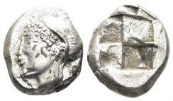 Ionia, Phokaia. Circa 521-478 BC. AR Diobol (1.34g, 10mm). SNG Copenhagen 389-94