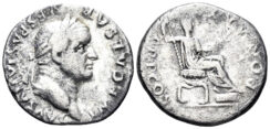 Vespasian. 69-79 AD. AR Denarius (2.77g, 18.5mm). Rome mint. Struck 74 AD. RIC 77