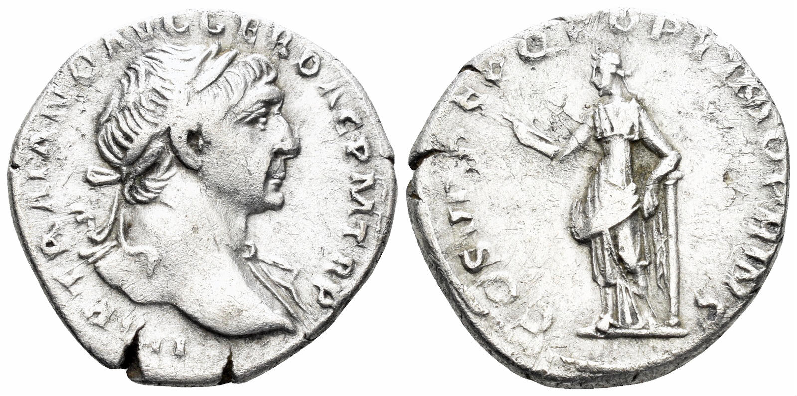Trajan. 98-117 AD. AR Denarius (3.01g, 18.5mm). Rome mint. Struck 108 AD. RIC 120