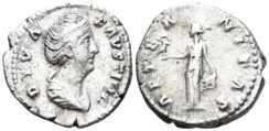 Diva Faustina I. Died 141 AD. AR Denarius (3.22g, 18mm). Rome mint. Struck after 141 AD. RIC 347