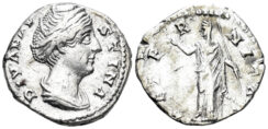 Diva Faustina I. Died 141 AD. AR Denarius (2.99g, 17mm). Rome mint. Struck circa 146-61 AD. RIC 344