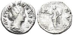 Faustina II, Augusta. 147-175 AD. AR Denarius (3.15g, 18mm). Rome mint. Struck 156-61 AD. RIC 729