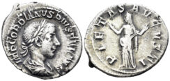 Gordian III. 238-244 AD. AR Denarius (2.85g, 21mm). Rome mint. Struck summer 240 AD. RIC 129