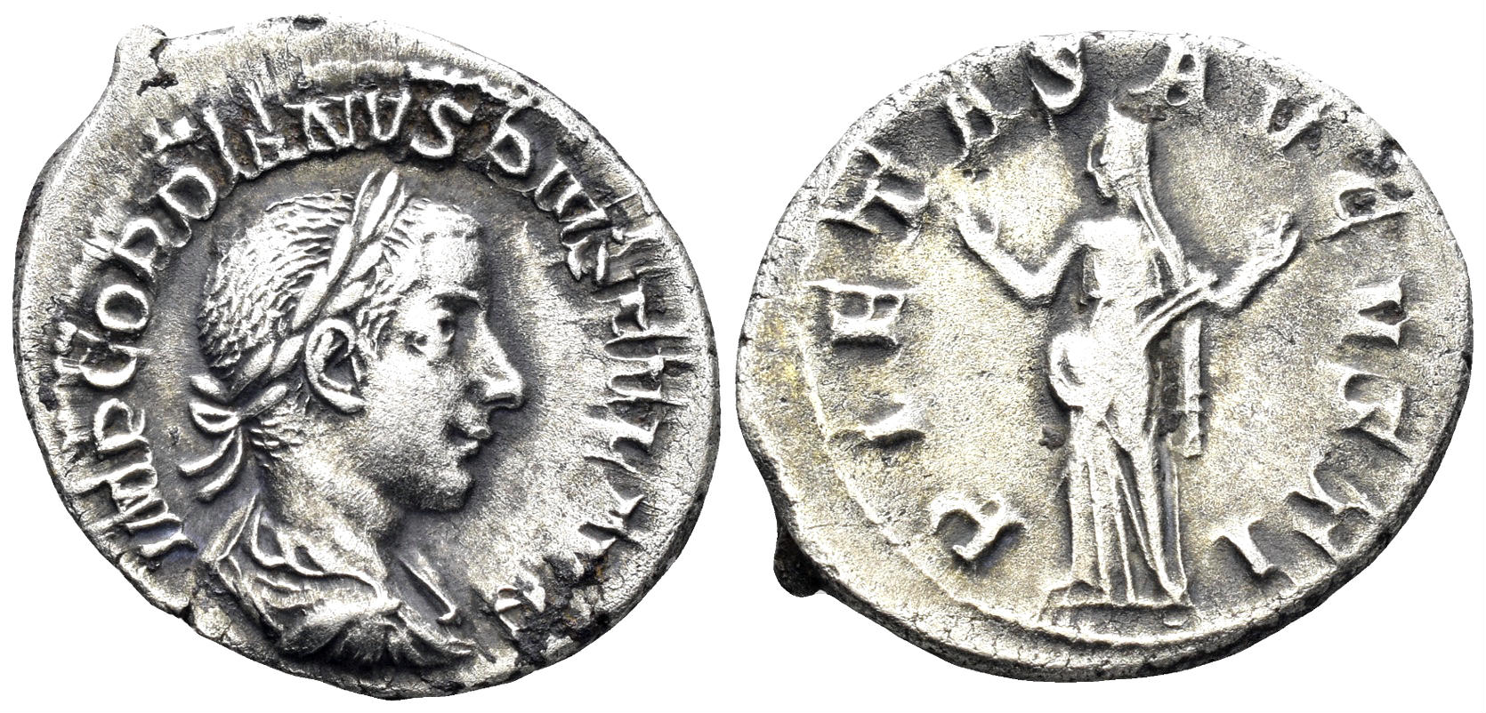 Gordian III. 238-244 AD. AR Denarius (2.85g, 21mm). Rome mint. Struck summer 240 AD. RIC 129