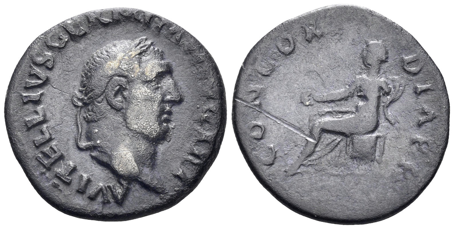 Vitellius. 69 AD. Late April-20 December 69. AR Denarius (3.12g, 19mm). Rome mint. RIC 90