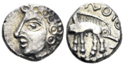 Celtic Northeast Gaul. Sequani. 1st century BC. AR Quinarius (1.99g, 12.5mm). D&T 3243