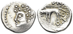 Celtic Northeast Gaul. Sequani. 1st century BC. AR Quinarius (1.98g, 14mm). D&T 3243