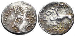 Celtic Northeast Gaul. Sequani. 1st century BC. AR Quinarius (1.90g, 15mm). D&T 3243
