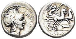 Cipius. 115-114 BC. AR Denarius (3.99g, 16mm). Rome mint. Crawford 289/1