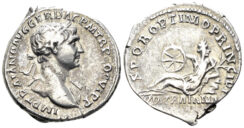 Trajan. 98-117 AD. AR Denarius (3.49g, 19.5mm). Rome mint. Struck 112-4 AD. RIC 266