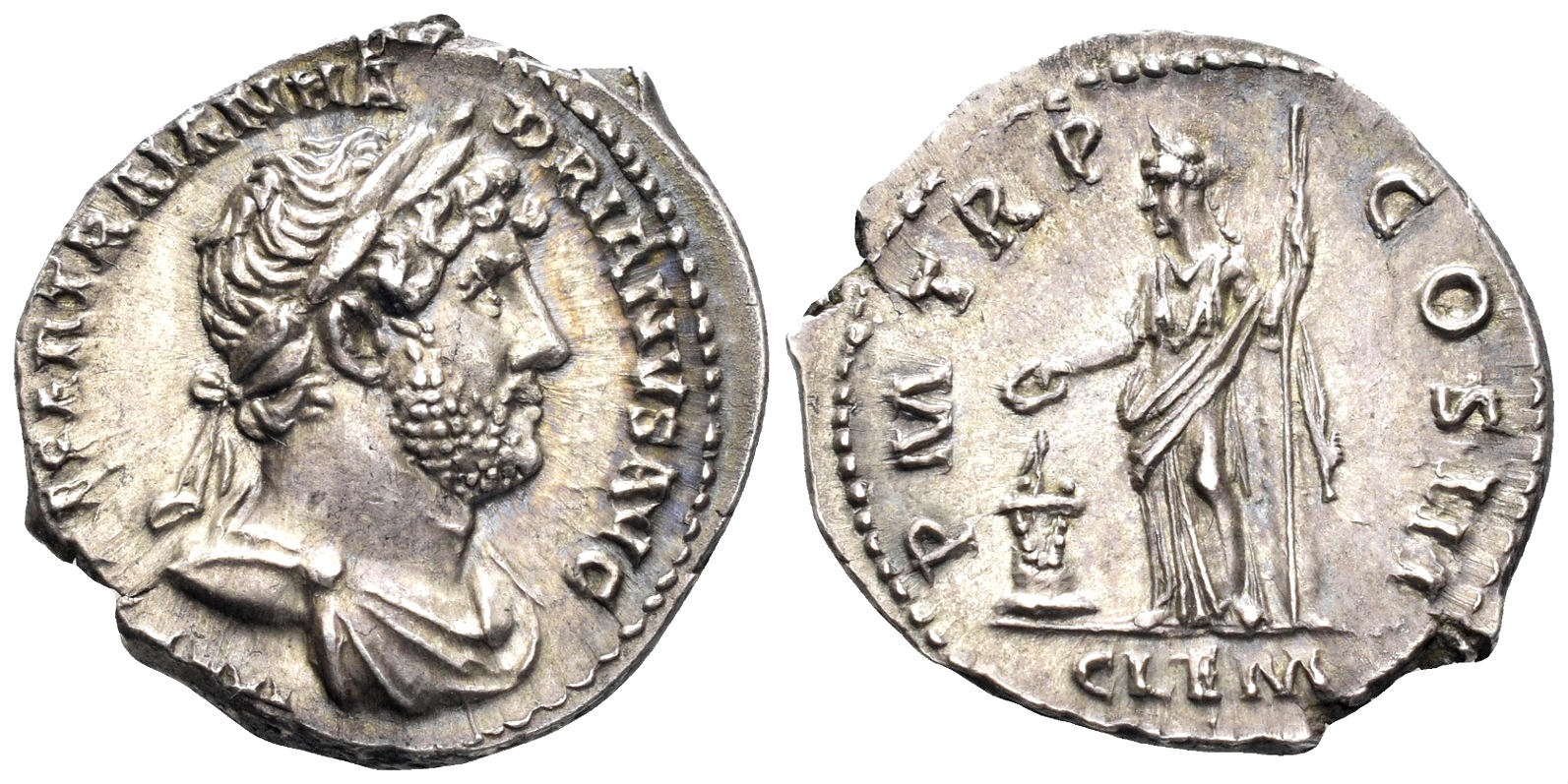 Hadrian. 117-138 AD. AR Denarius (3.24g, 19mm). Rome mint. Struck 119-25 AD. RIC 116