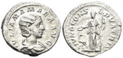 Julia Mamaea. Augusta. 222-235 AD. AR Denarius (3.37g, 20.5mm). Rome mint. Struck 222 AD. RIC 343