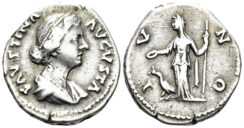 Faustina II, Augusta. 147-175 AD. AR Denarius (3.14g, 19mm). Rome mint. Struck 161-75 AD. RIC 111