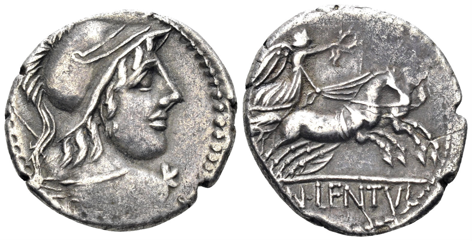 Cn. Lentulus Clodianus. 88 BC. AR Denarius (3.66g, 18.5mm). Rome mint. Crawford 345/1