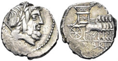 Rubrius Dossenus, moneyer. 87 BC. AR Denarius (3.73g, 20mm) Rome mint. Crawford 348/1