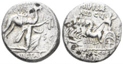 Aemilius Scaurus and Pub. Plautius Hypsaeus. 58 BC. AR Denarius (3.79g, 17mm). Crawford 422/1b