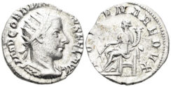 Gordian III. 238-244 AD. AR Antoninianus (3.69g, 20.5mm). Antioch mint. Struck 242-4 AD. RIC 210 corr.
