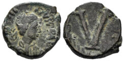 Justinian I. 527-565. AE Pentanummium (2.11g, 13mm). Rome mint. SB 309
