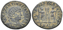 Constantine II, as Caesar. 317-337 AD. AE Follis (2.56g, 17mm). Alexandria mint. Struck 330-5 AD. RIC 59