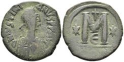 Justinian I. 527-565 AD. AE Follis (14.12g, 31mm). Constantinople mint. Struck 527-38 AD. SB 160