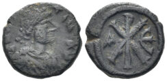 Justin I. 518-527. AE Pentanummium (2.01g, 13mm). Constantinople mint. SB 75