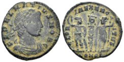 Delmatius, Caesar. 335-337 AD. AE Follis (1.61g, 16mm). Constantinople mint. Struck 336/7 AD. RIC 141