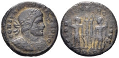 Constantine II, as Caesar. 316-337 AD. AE Follis (2.51g, 16mm). Lugdunum mint. Struck 331 AD. RIC 254