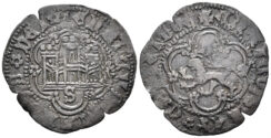 Kingdom of Castille and Leon. Enrique IV. 1454-1474. AE Blanca (1.18g, 22mm). Sevilla mint. Bautista 1074