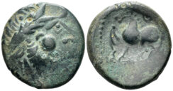 Celtic Eastern Europe. 3rd-2nd centuries BC. AE Tetradrachm (9.86g, 24mm). “Kugelwange” type. Lanz 478