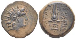 Seleukid Kingdom. Cleopatra Thea and Antiochos VIII Epiphanes. 125-121 BC. AE 18mm (5.34g). Ake-Ptolemaïs mint. Dated SE 189 (124/3 BC). SC 2274.3